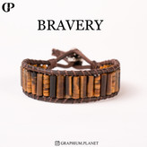 دستبند Bravery با سنگ چشم ببر و بندچرم