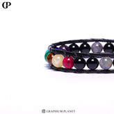 دستبند هفت چاکرا 7stones با هفت سنگ طبیعی و چرم طبیعی