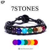 دستبند هفت چاکرا 7stones با هفت سنگ طبیعی و چرم طبیعی