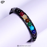 دستبند هفت چاکرا 7stones با هفت سنگ طبیعی و چرم طبیعی
